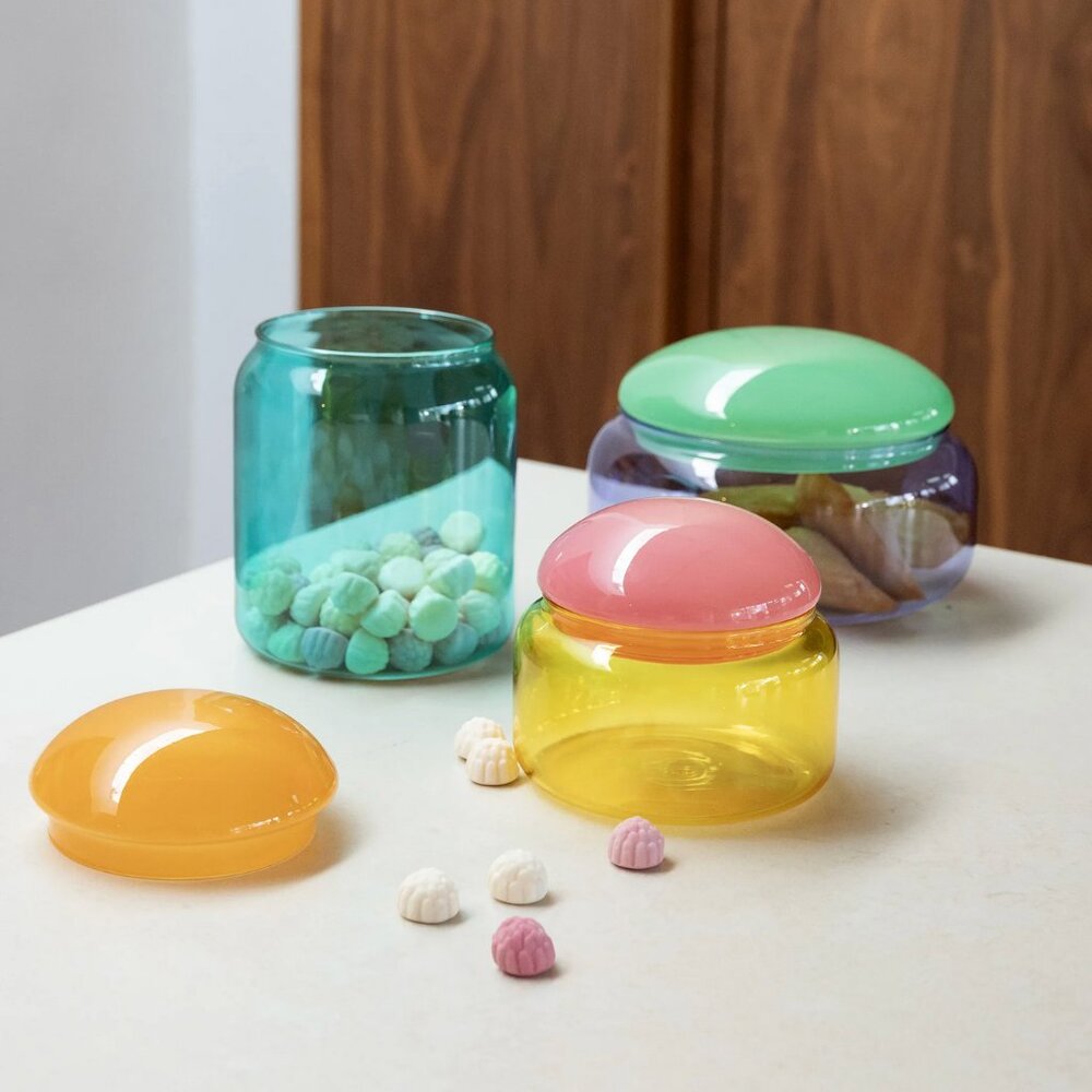 Hard To Find Turquoise Glass Jar with Lid by Dutch Houseware Company, &Klevering